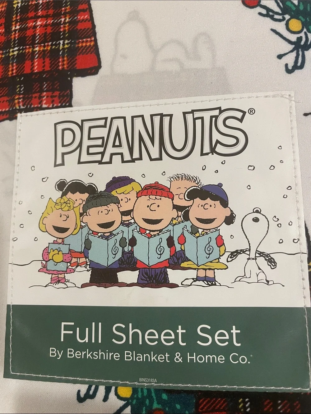 NWT Berkshire Christmas Peanuts Snoopy Full Sheet Set
